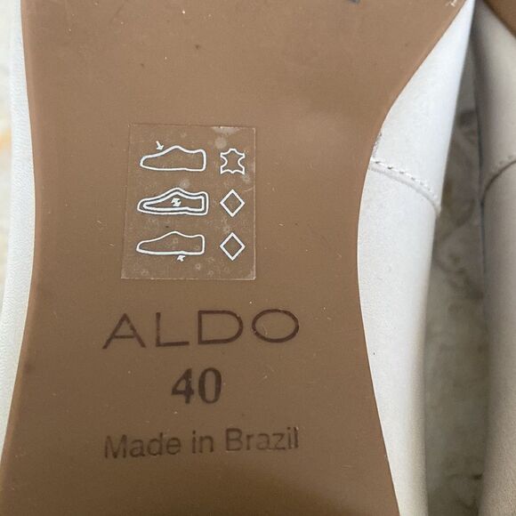 Aldo Gray Leather Silver Trim Big Bow Ballerina Flats - Picture 11 of 11